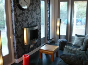 Balken in het zicht, tegelvloer  met vloerverwarming